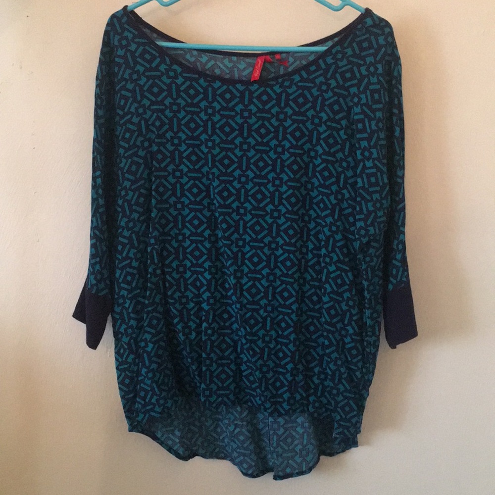 Teal and navy patterned tunic
